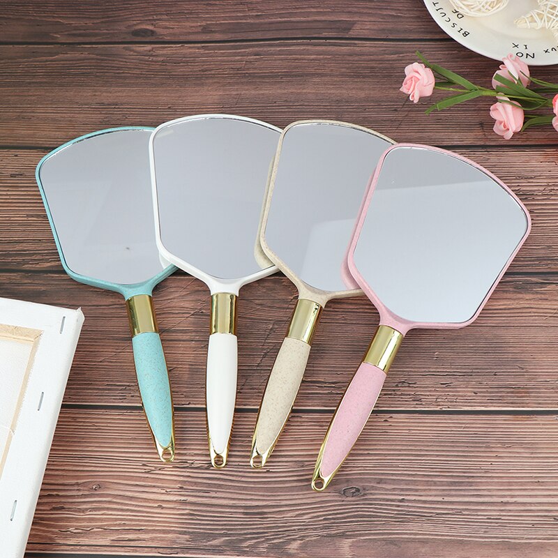 1pcs Plastic Vintage Hand Mirrors Makeup Vanity Mirror Rectangle &Round Hand Hold Cosmetic Mirror With Handle