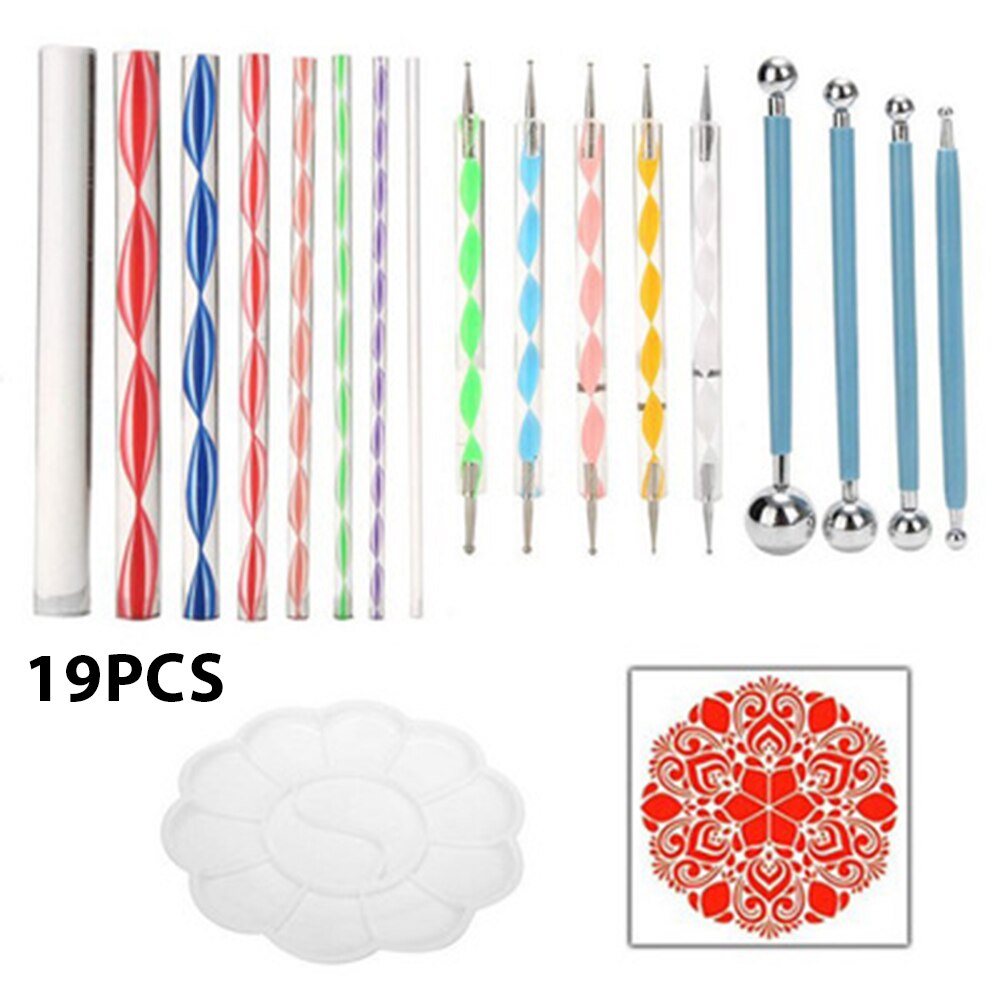 Dot painting tool nail art tool Mandala painting template tool 36-piece brush palette Art Painting Tool Set dotting kit: 19 pcs