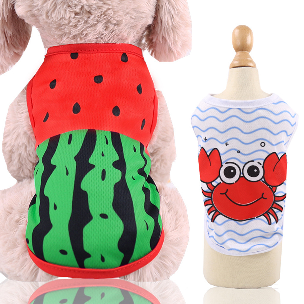 Ropa barata para perros pequeños, Estilos de dibujos animados de verano de primavera para mascotas, camiseta para perros y gatos, camisetas con bonito chaleco transpirable para mascotas Yorkshire K20