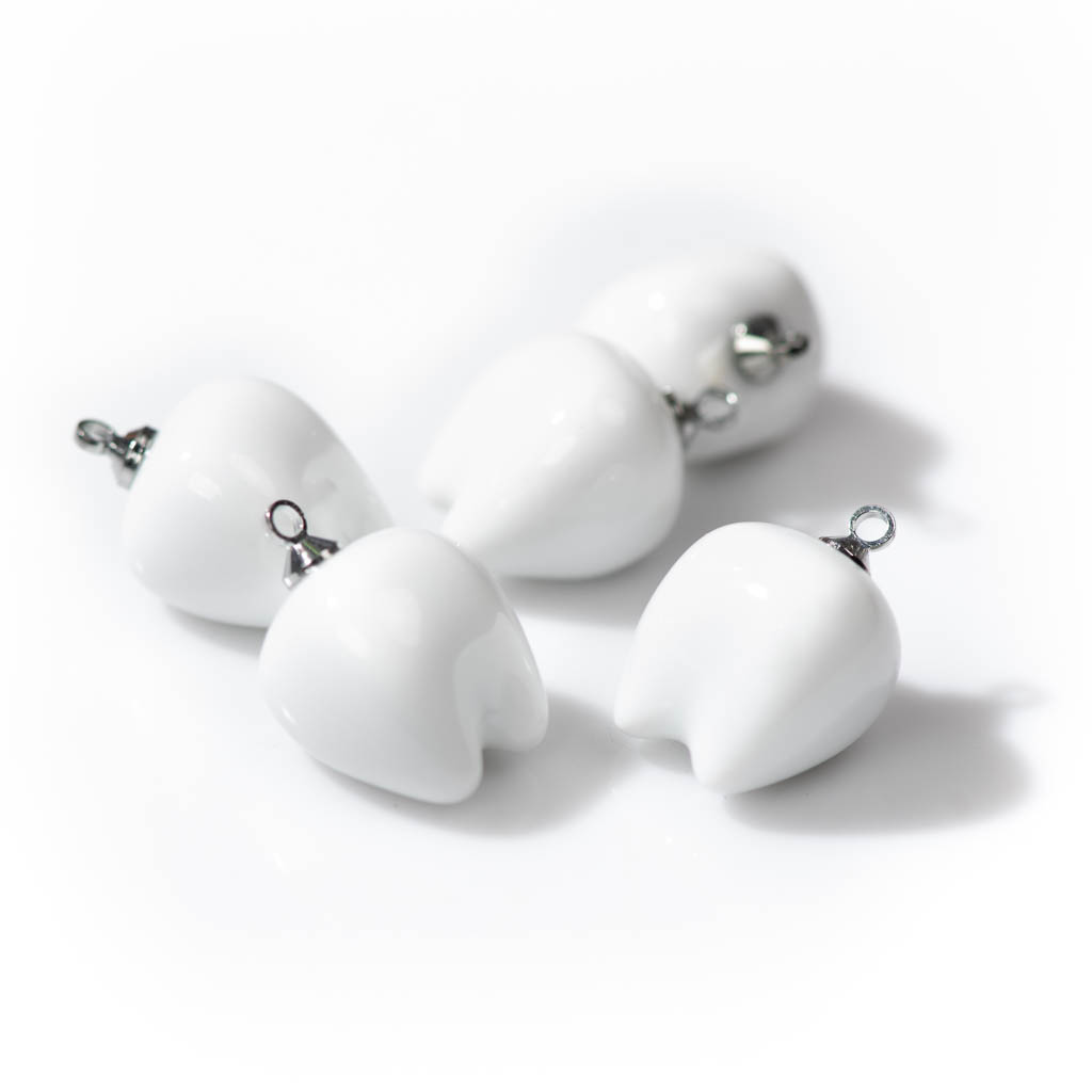 2Pcs 2Size Keramische Tanden Hanger Ketting & Earring Set Ideaal Voor Diy Porselein Sieraden Maken Accessoires Z747