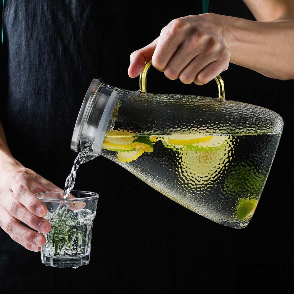1.5l/2l genomskinligt glas vattenkanna kanna värmetålig karaff saft tekanna vattenkokare kanna med rostfritt stål lock