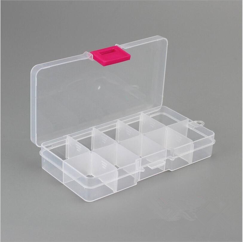 Caja de joyería de plástico con 10 ranuras (reglable), estuche de almacenamiento, organizador de joyas artesanales, cuentas, fabricación de joyas Diy, joyero organizador Z28: Verde