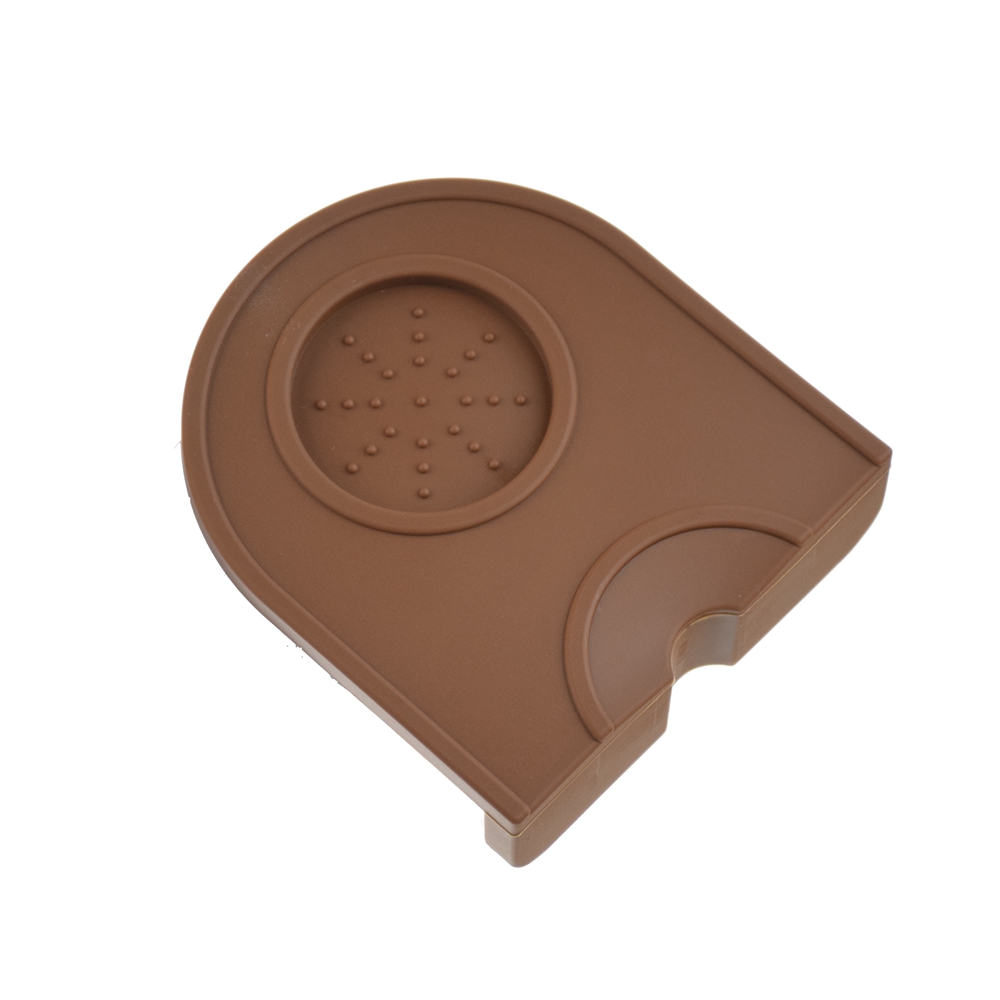 Ecocoffee Adjustable Coffee Tamper 58MM 304 Stainless Steel Coffee Distributor Barista Coffee Maker: Tamper Mat Brown