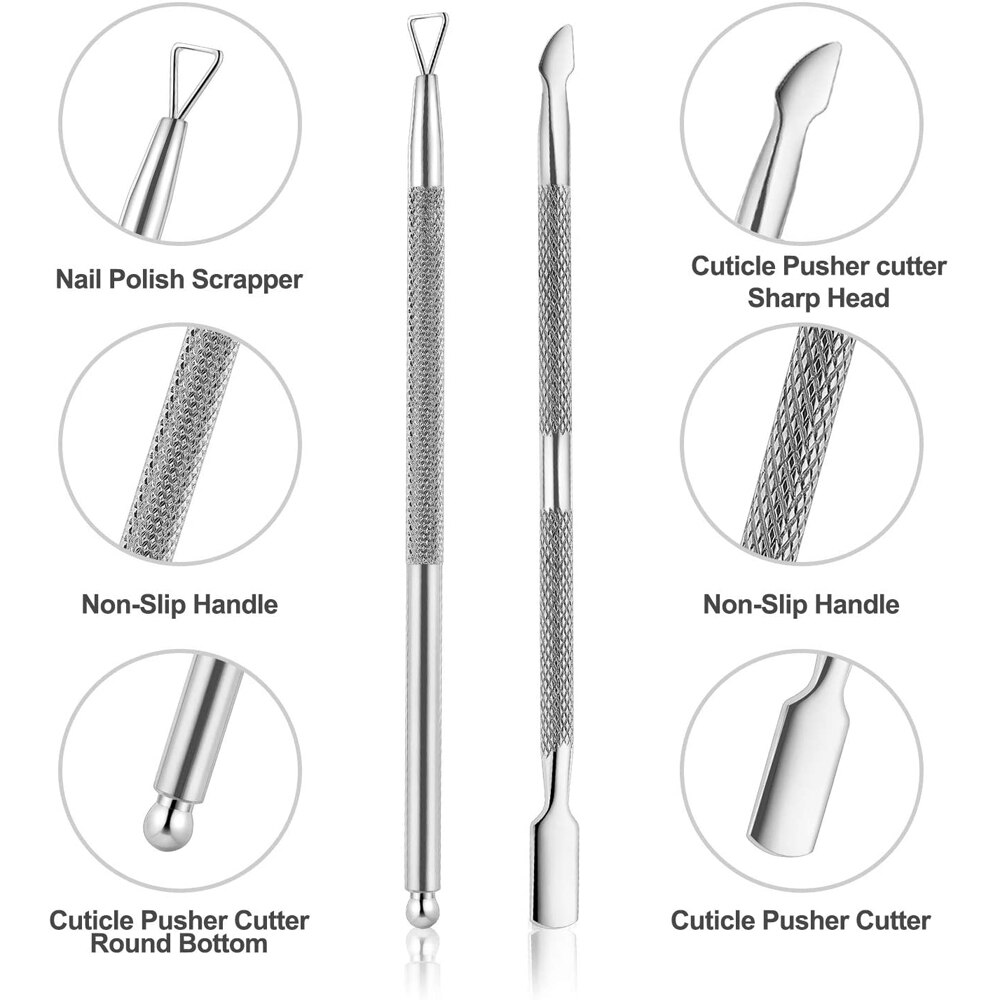 Double-ended Nails Cuticle Pusher Finger Dead Skin Remover Nail Nippers Cutter for Manicure Pedicure Accessories Art Tools Sets