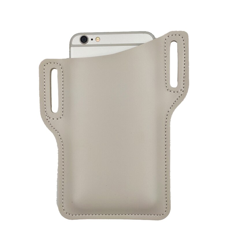 Protection Case Bag for Phones Handmade Leather Waist Belt Loop Mobile Phone Holster GK99: Light Grey