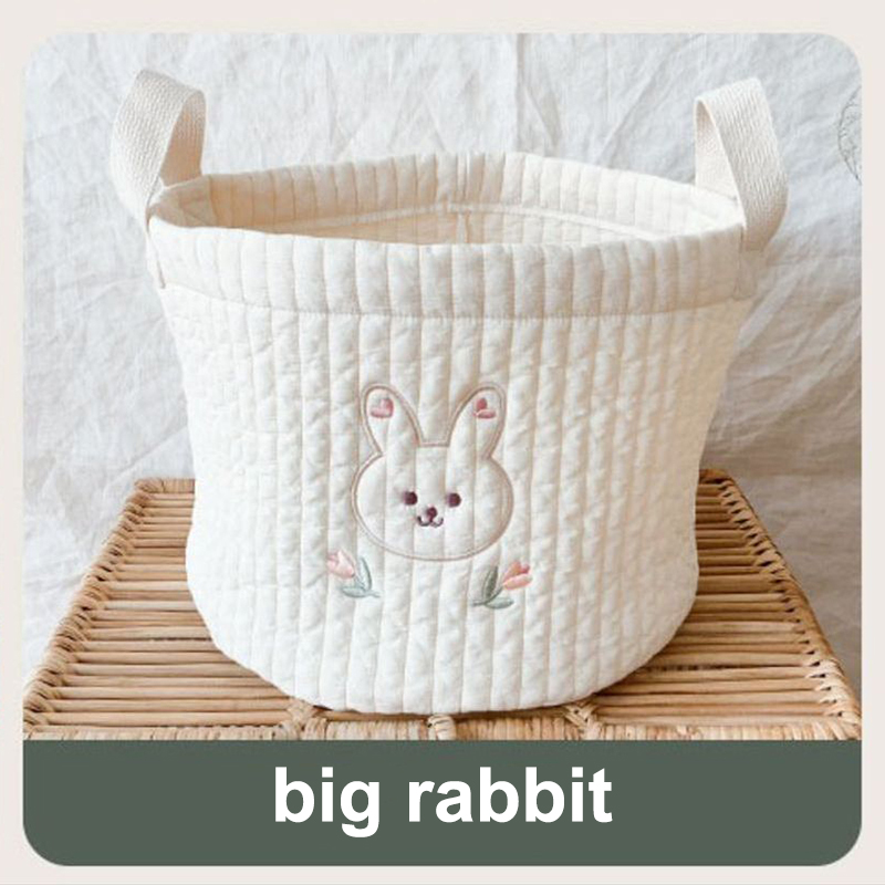 Sacs à couches brodés ours fleur pour bébé garçon fille -né sac à couches organisateur pour maman vêtements jouets sac de rangement panier: big rabbit