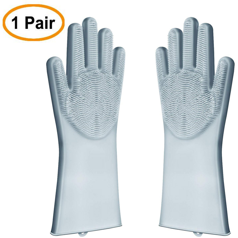 Gants de nettoyage en Silicone | directe, magique Silicone pour la vaisselle, outils de nettoyage, lavage de la vaisselle, grande pour la cuisine, la salle de bains: Gray