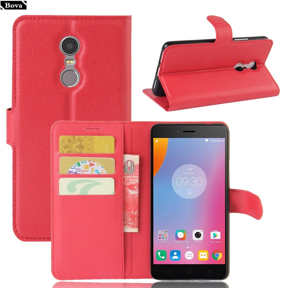 til fundas lenovo  k6 Merk etui pu lær lommebok deksel kortholder telefon etui til lenovo  k6 Merk  k6 Merk beskyttende etui hylster: Rød jfc