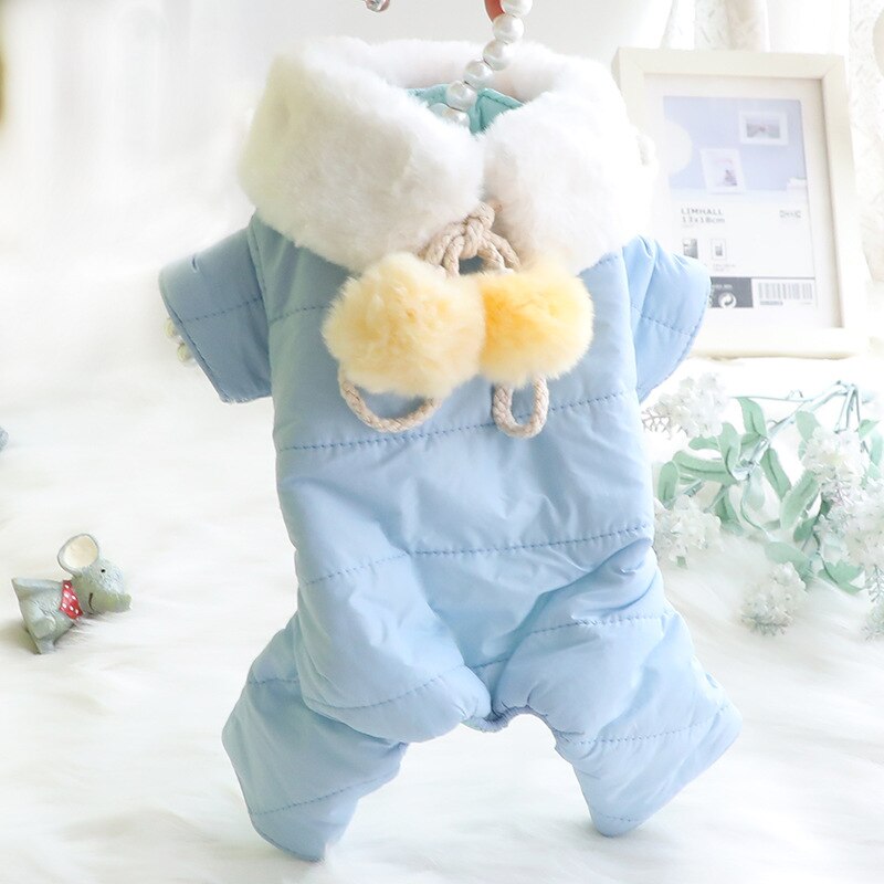 Ropa para perros pequeños, monos Yorkshire, ropa de invierno, chaqueta cálida para mascotas, abrigo para perros y gatos, mono de plumón para cachorros: Azul / XS