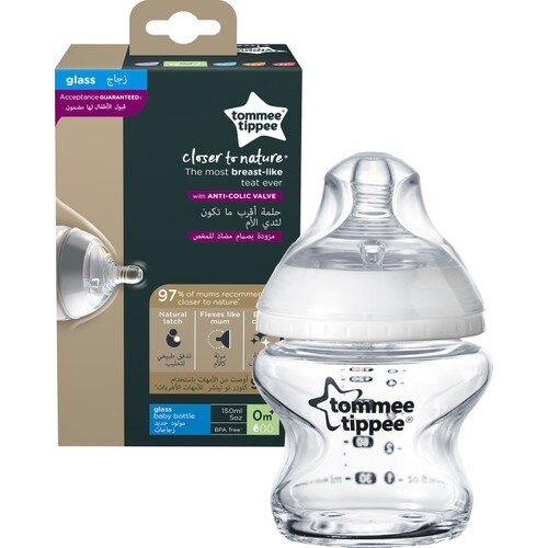 Tommee Tippee PP plus près de la Nature biberon en verre, 150 ml x 1 0 m +