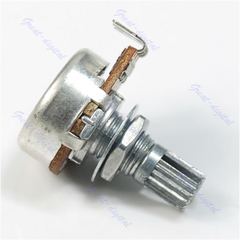 1Pc A500K Potentiometer Splined Pot Electric Guitar Bass Effect Amp Tone Volume 15mm Shaft Parts