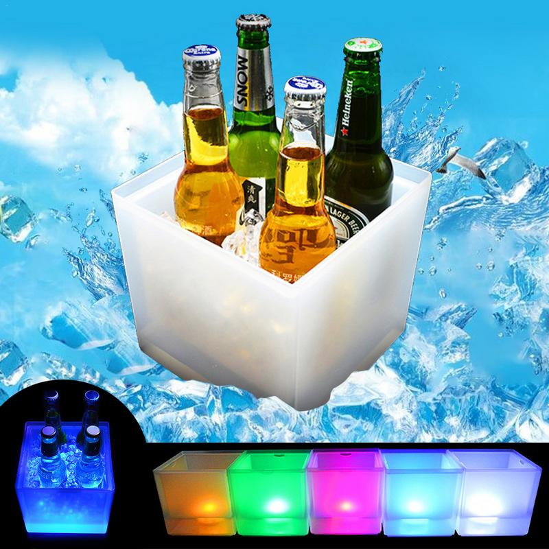 Led balde de gelo champanhe bebidas vinho cerveja refrigerador de gelo para restaurante bares discotecas ktv pub festa 3.5l brilhante