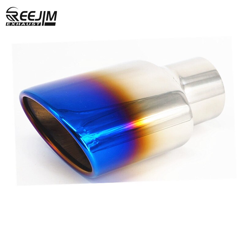 2.5'' inlet Oval Blue Burnt Slanted Stainless Steel Universal car muffler tip car exhaust tip car-stying