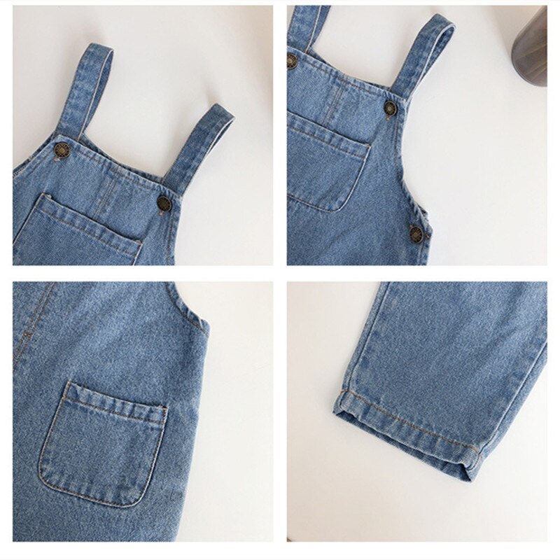 Tuta in denim tinta unita per ragazzi di moda primavera pantaloni casual larghi per bambini in stile coreano