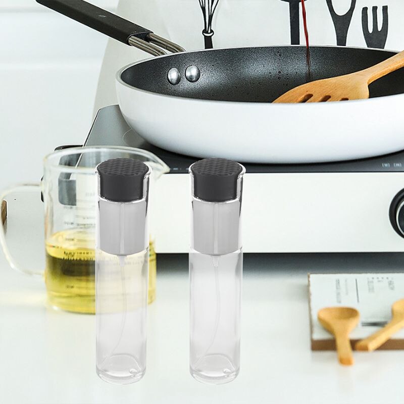 2PCS/Set Glass Oil Spray Bottle Pump Kitchen Olive Oil Sprayer Stainless Steel Oil Pot Bottle Oil Dispenser Gadget Cooking T