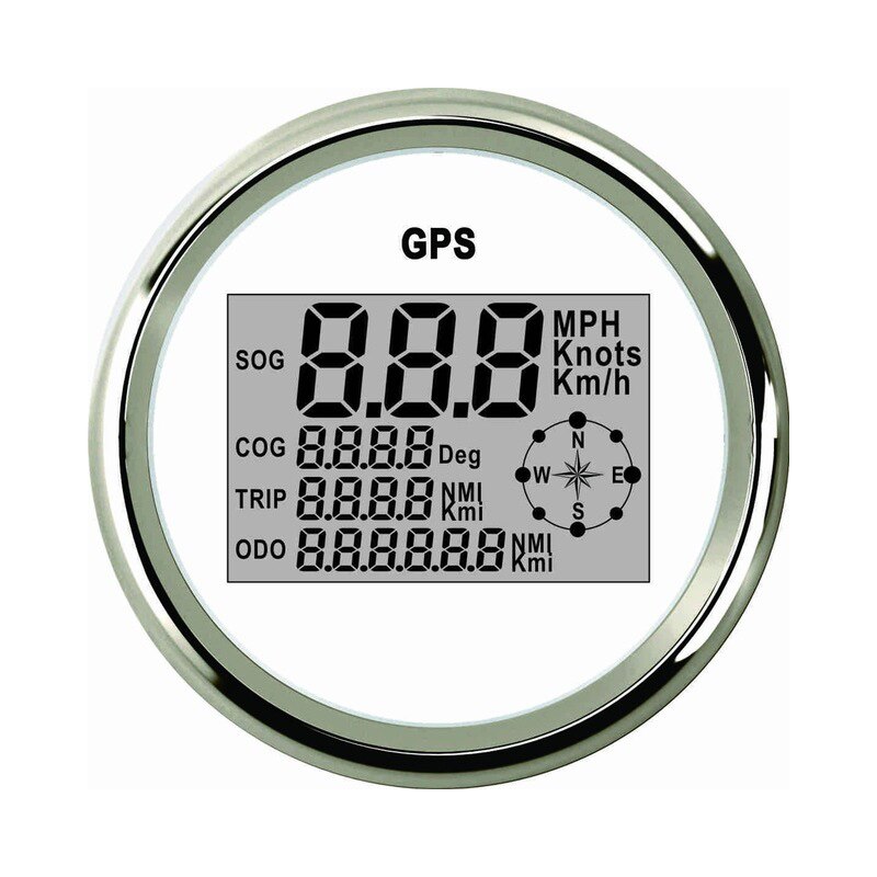 digital 85mm gps hastighetsmåler kilometerteller med 8 farger bakgrunnsbelysning 0-999 knop km/t mph sog tannhjul til bil båt lastebil marine 9-32v