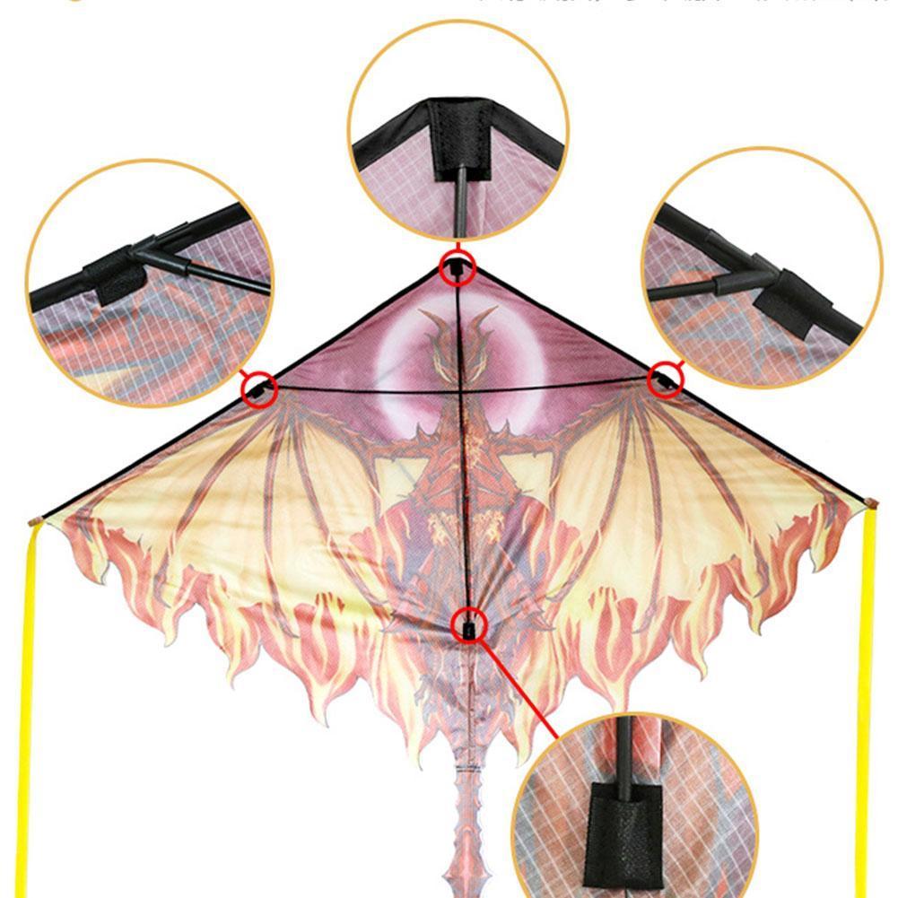 Outdoor toy for children, ice & fire dragon kite with ripstop string, albatross kite, large animal shape, flying  g1s 1
