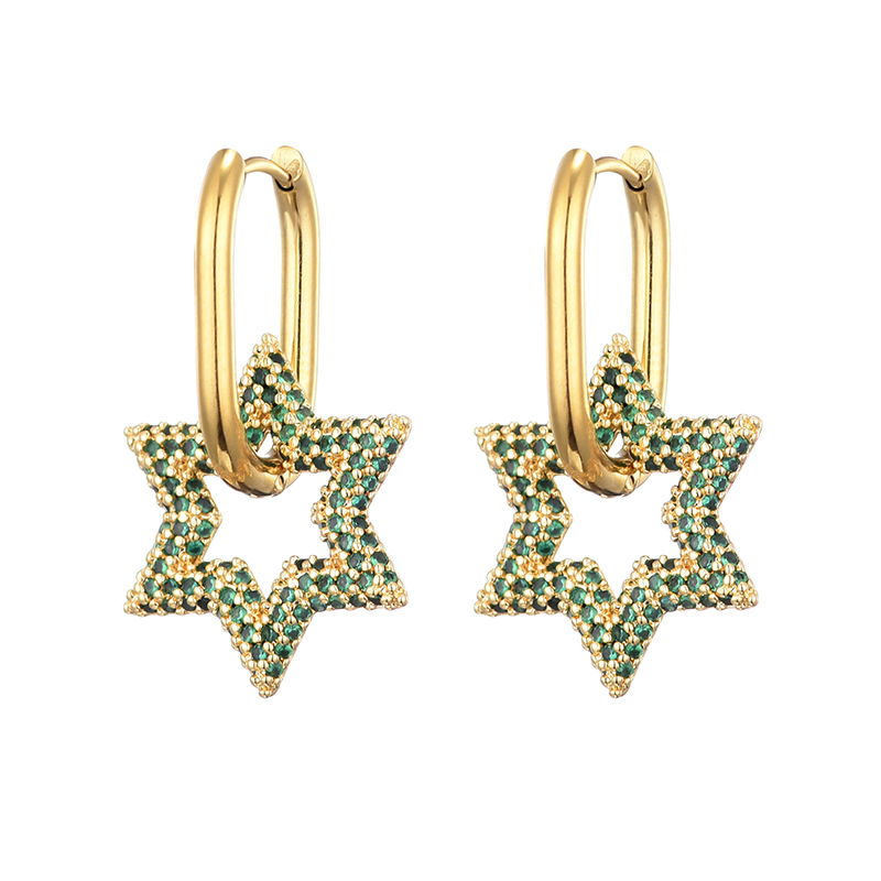 Lovbeafas Ster Ronde Roestvrijstalen Oorringen Voor Vrouwen Zirkonia Geometrische Gouden Kleur Bruiloft Elegante Sieraden: Blue Zinc Plated