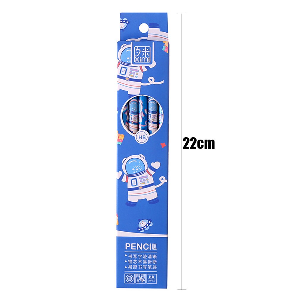 10Pcs/lot Cartoon Boxed Pencils Student Writing Drawing Sketch Pen Set Wooden HB With Eraser Pencil Stationery School Supplies