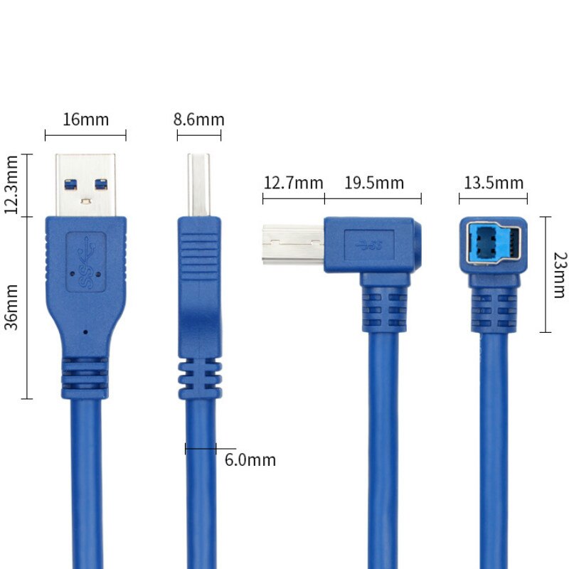 USB 3,0 Drucker Kabel, 90 grad USB Drucker Kabel USB Typ A Stecker auf B Männlichen Scanner Drucken Kabel für Epson HP Dell Kanon