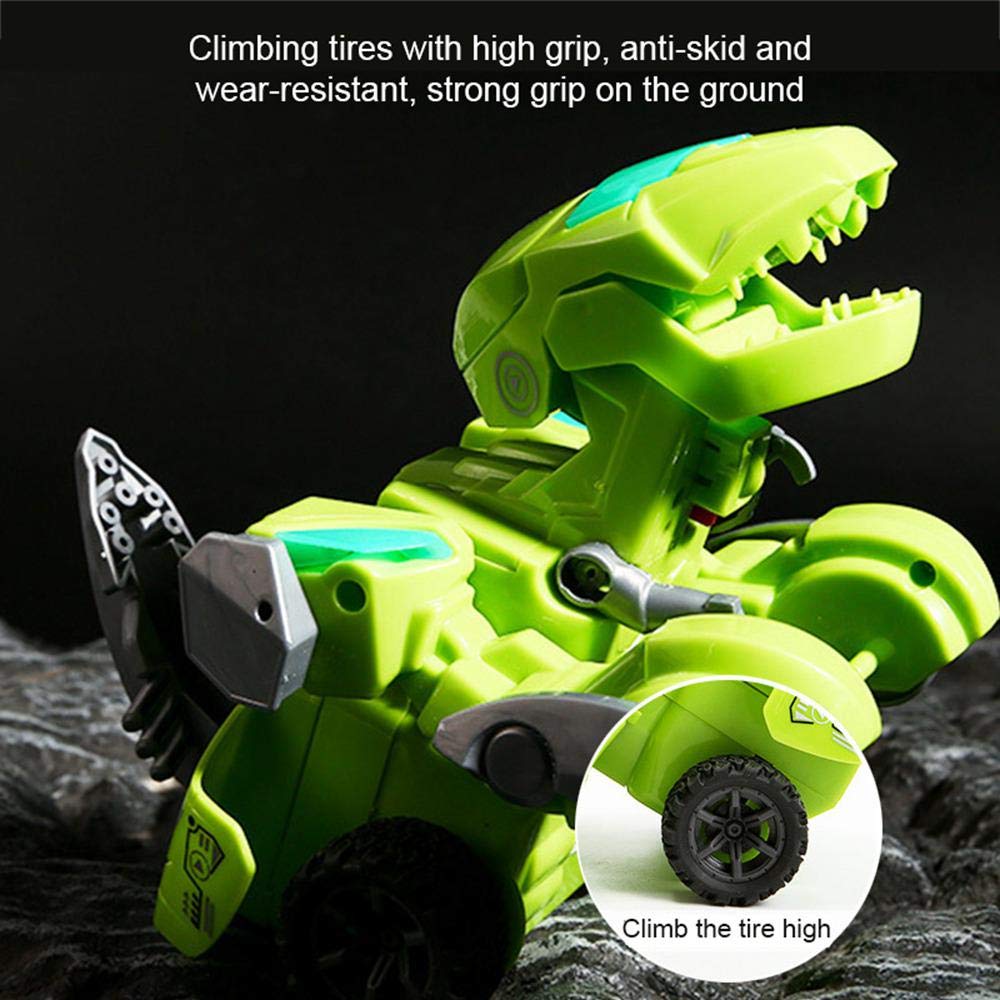 Coche de juguete de dinosaurio transformable, coche de dinosaurio transformable con luz y música, Control remoto