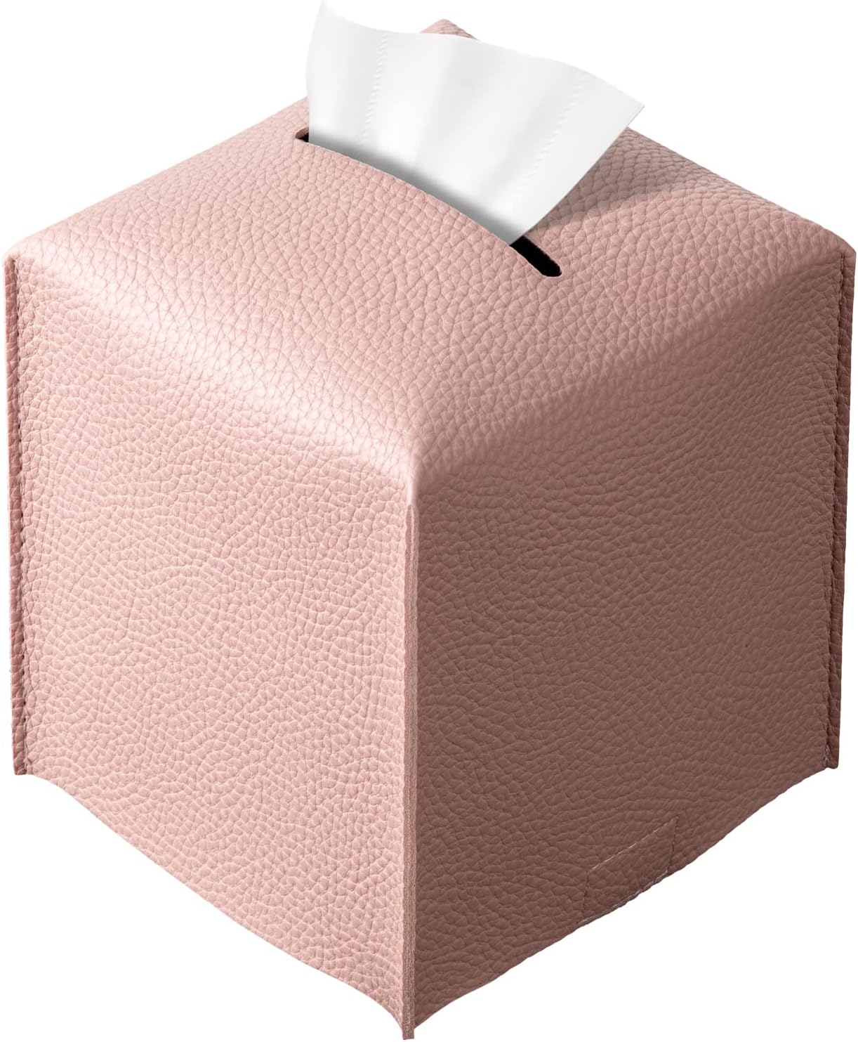Modern PU Leather Tissue Box Holder Square Tissue Box Cover Decorative Holder/Organizer for Bathroom Bedroom Office Desk Car: Rosy Red