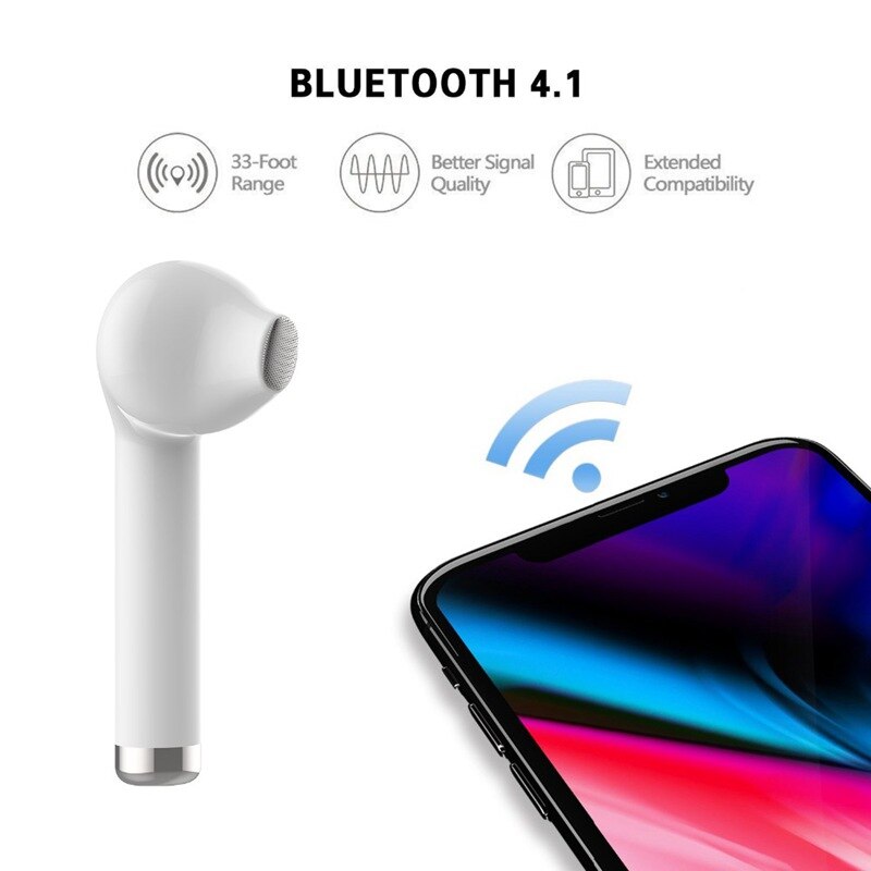 I8L Mini Bluetooth Oortelefoon Draadloze Headset Oordopjes In-Ear Oortelefoon Voor Apple Iphone X 8 8 Plus Ondersteunt Volume controle (Wit)