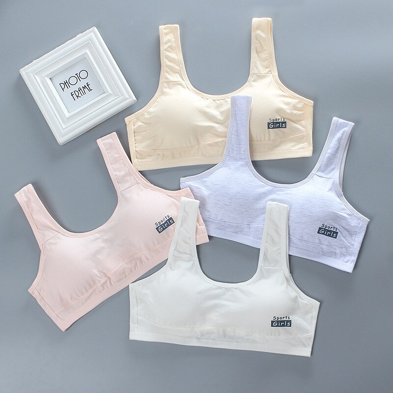 Soutien-gorge rembourré en coton pour filles et adolescentes de 10 à 16 ans, haut de puberté sans fil, sous-vêtements de Sport pour enfants: random color