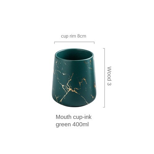 Brossez vos dents ensemble de tasses de bain de bouche usage domestique céramique brosse à dents tasse fournitures de salle de bain ajouter couvercle marbrure artisanat exquis: Green