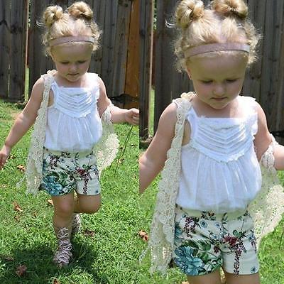 Toddler Kid Baby Girl Crochet Lace Hollow T-shirt Top Vest Tassel Waistcoat