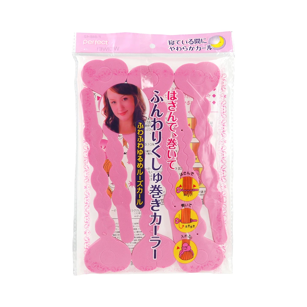 6 Stuks Haar Spons Rollers Set Roze Flexibele Zacht Schuim Zwaaien Curling En Styling Rollers Voor Vrouwen Haar Diy Kapper accessoires: Default Title