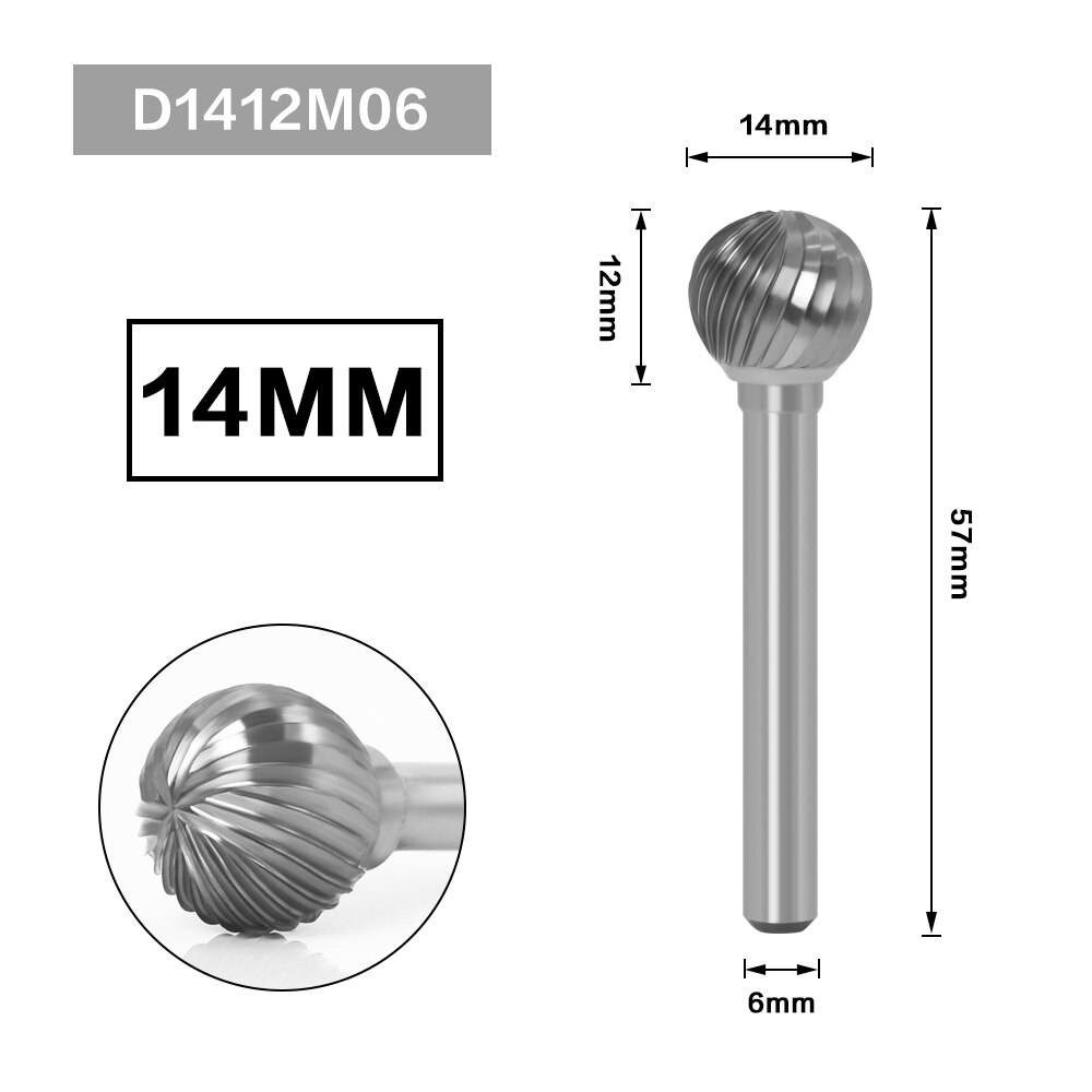 6MM Metal Drawing Tungsten Carbide Milling Cutter Rotary Tool Burr CNC Engraving Abrasive Tools Metalworking Milling Polishing
