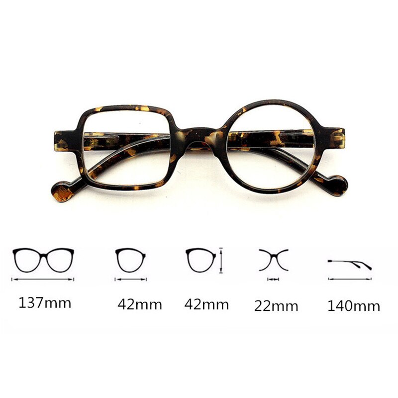 Zilead Retro Leopard Asymmetrical Round&amp;Square Reading Glasses Women&amp;Men Presbyopia Glasses Hyperopia Eyeglasses For Elder