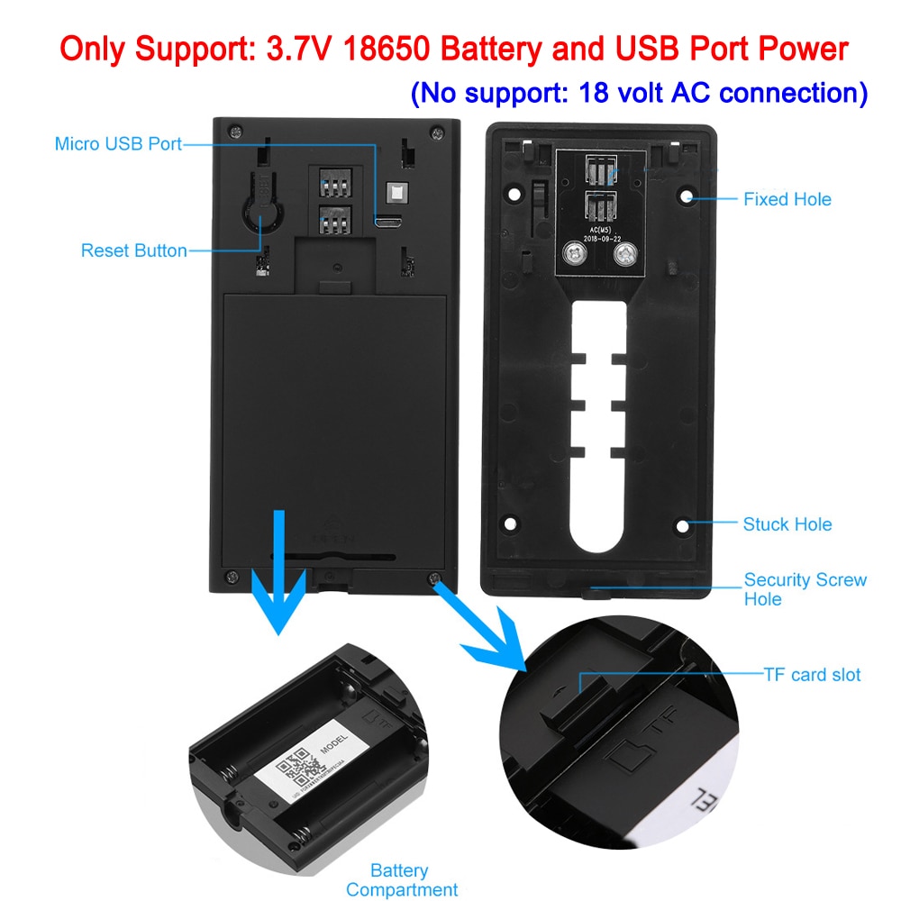 Tuya App Wifi Video Deurbel Camera Hd 1080P Wireless Home Camera Video Intercom Batterij Deurbel 166 Graden View pir Motion