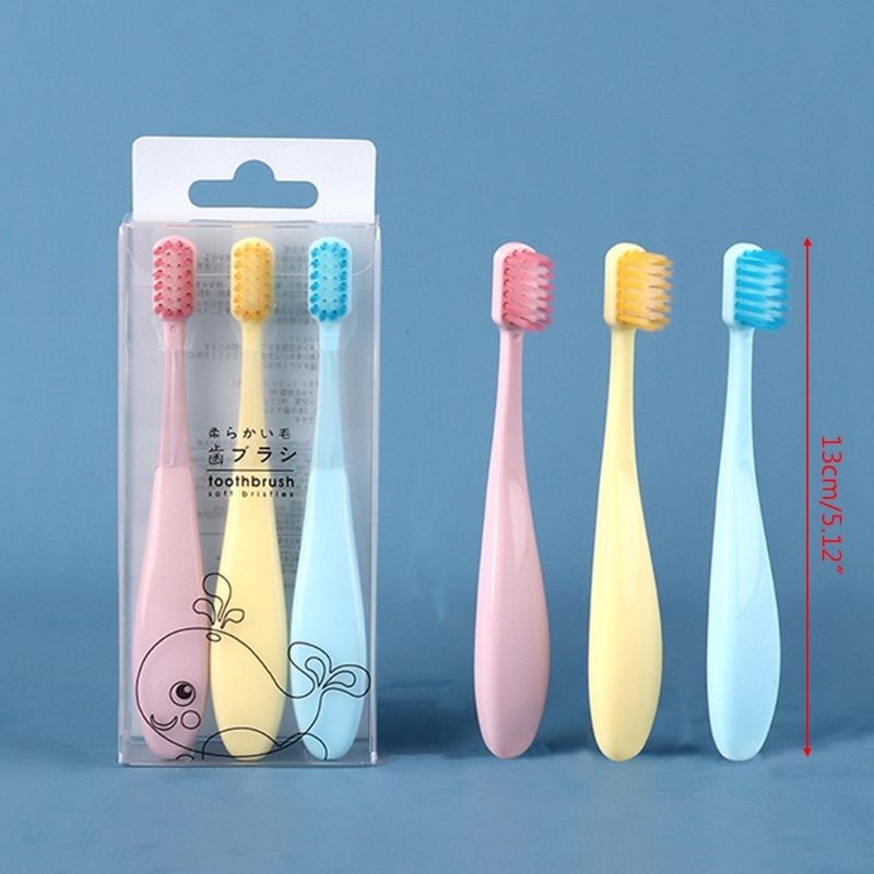 3 Pcs Ultra Soft Antibacterial Kids Toothbrush Children Baby Candy Color Cartoon Smiley Face Toothbrushes