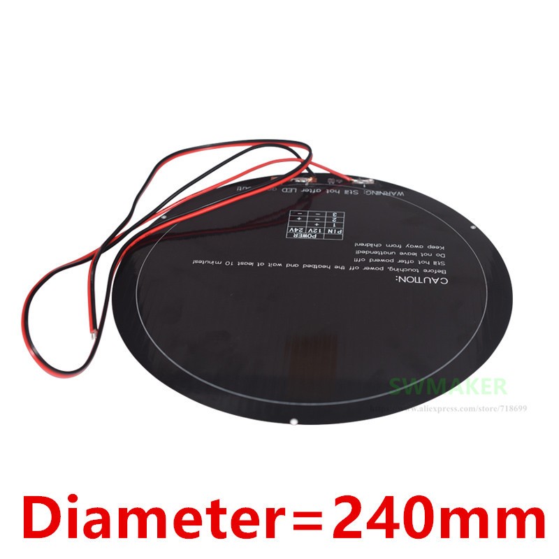Diameter 240mm Kossel 3D printer heatbed with Welded cable 12V 140W aluminum substrate Anycubic Pulley/Linear Plus round bed