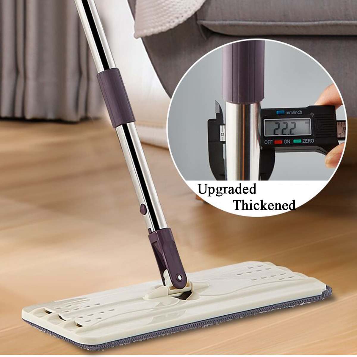 Flat Squeeze Mop Bucket Hand-Free Wringing Floor Stainless Steel Mop Wet And Dry Self Cleaning Magic Automatic Spin Lazy Mop