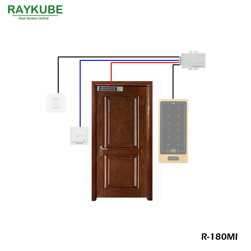 RAYKUBE 180KG(350Lbs) Magnetic Lock With Mortise Mount For Dooe Access Control System Electric Lock R-180MI