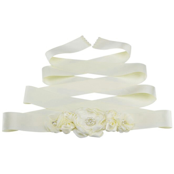 Cinturones de cintura de color verde esmeralda y melocotón para mujer y niña, cinturón largo de flores, pretina nupcial para boda, accesorios de vestido de
