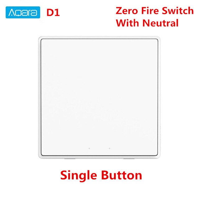 original Aqara Mijia Smart home Light Control D1 Single Fire wire ZigBee Wireless Key Wall Switch Via Smartphone APP: Neutral Line Key 1