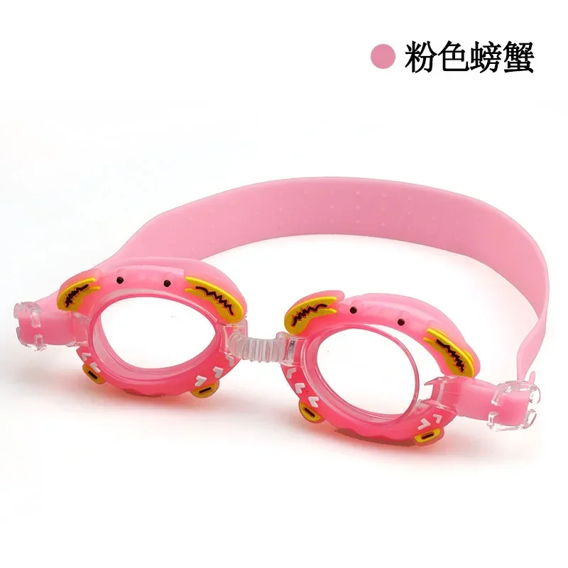 Lunettes de natation en silicone pour enfants, bandages souples réglables, élastiques et étanches, équipement de piscine pour filles, dessin animé mignon: Clair