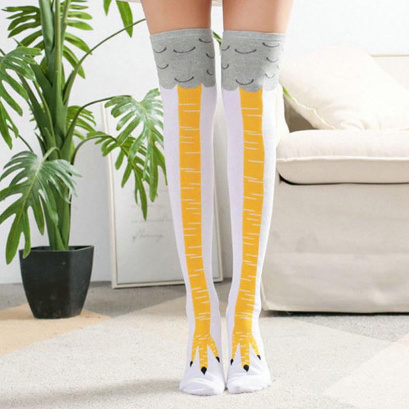 nette Karikatur Huhn Füße aufbringen Socken mit Huhn Druck kappe Frauen Mädchen Karikatur Strumpfhosen Strümpfe Weihnachten: 05