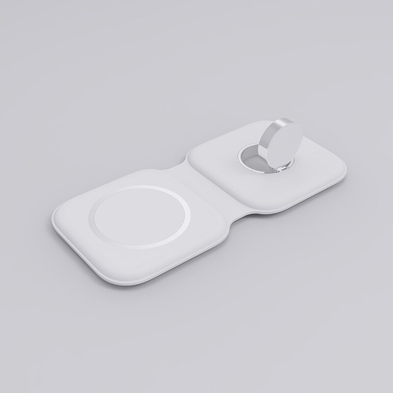 2-in-1 Magnetic Wireless Charger - 15W Fast Charging for iPhone 12 Series & AirPods Watch: White