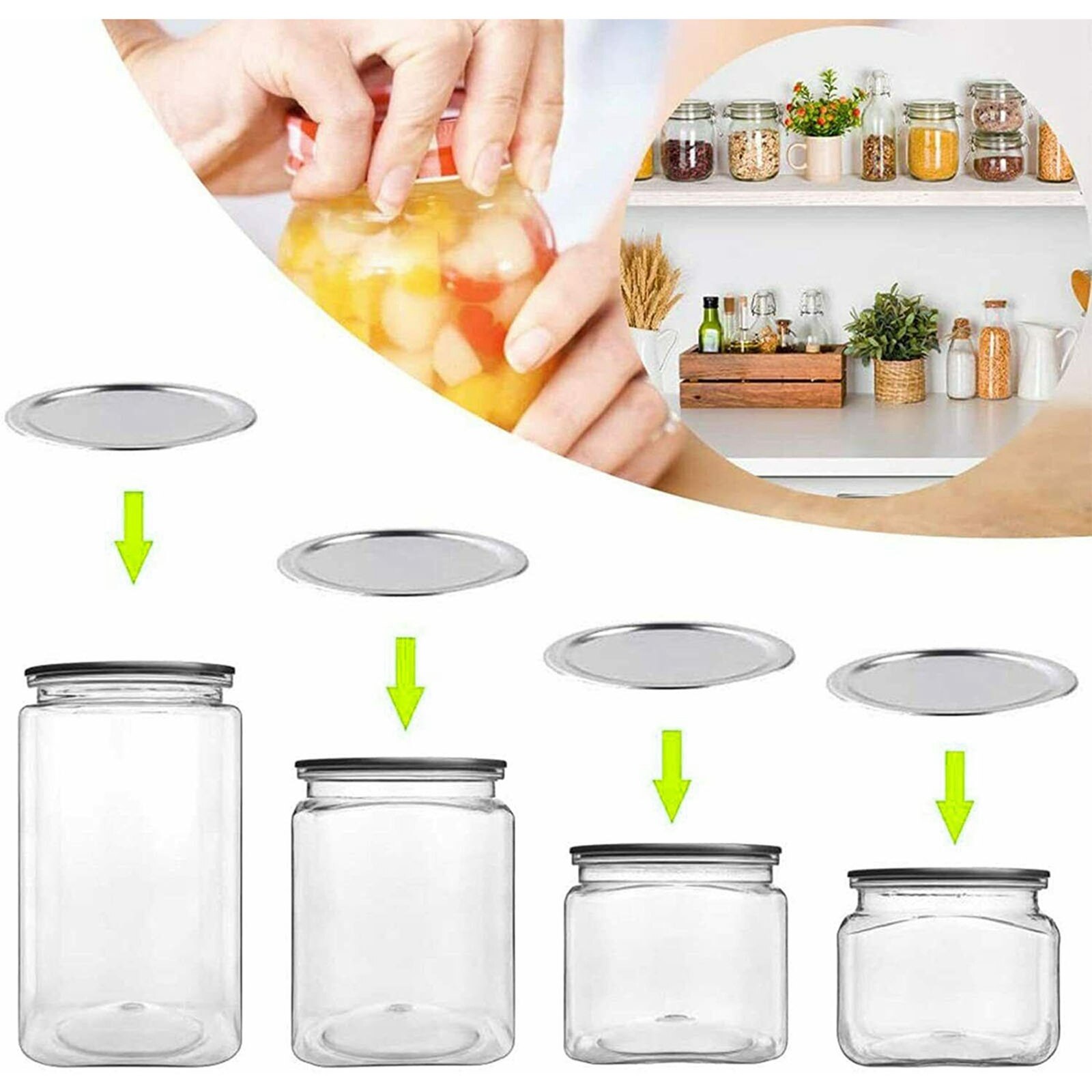 180Pcs Mason Jar Inblikken Deksels 70Mm Herbruikbare Brede Mond Lekvrije Veilige Afdichting Zilver Caps Inblikken Cover keuken Benodigdheden