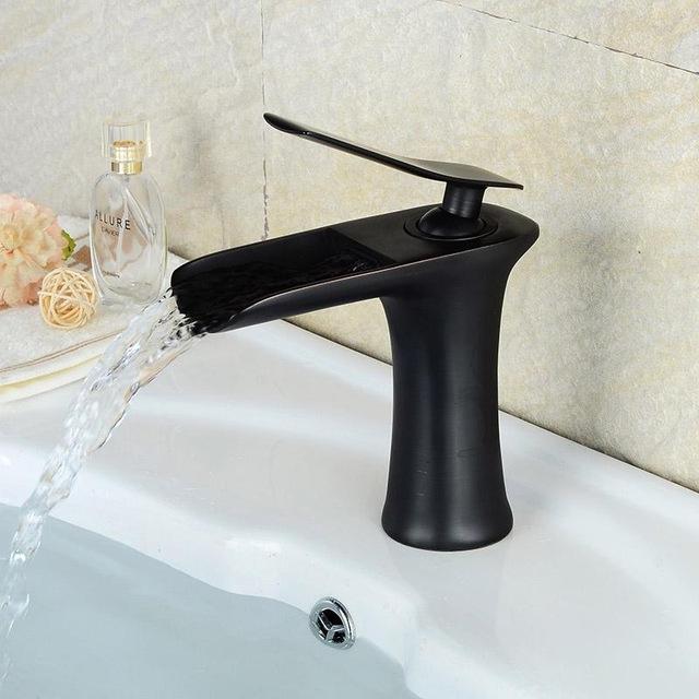 Basin Sink Faucet golden white chrome Single Handle Waterfall Bathroom Mixer Deck Mounted taps: WB-602ORB