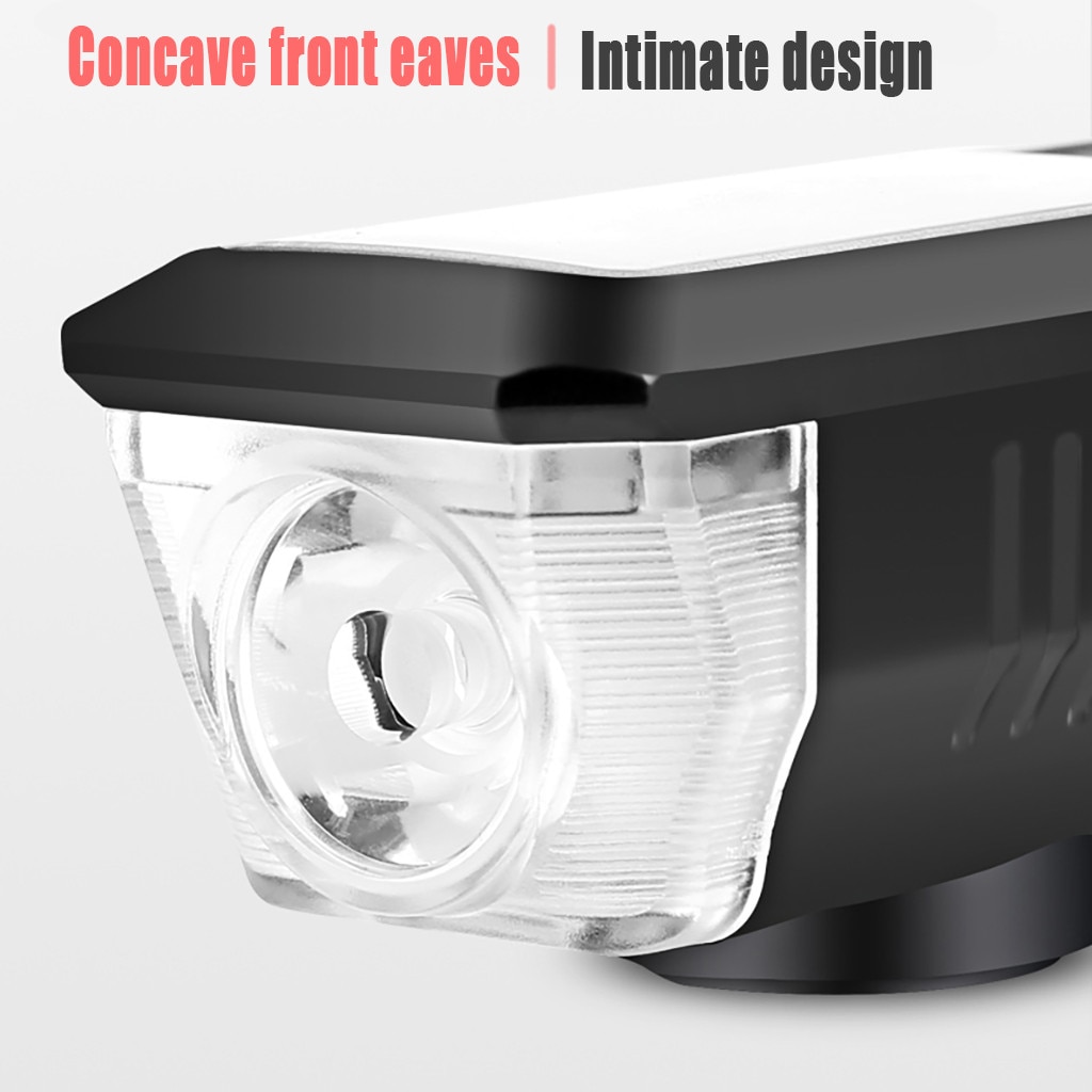 Outdoor Solar Power USB LED Bike Bicycle Front Light Rechargeable Headlight With Horn