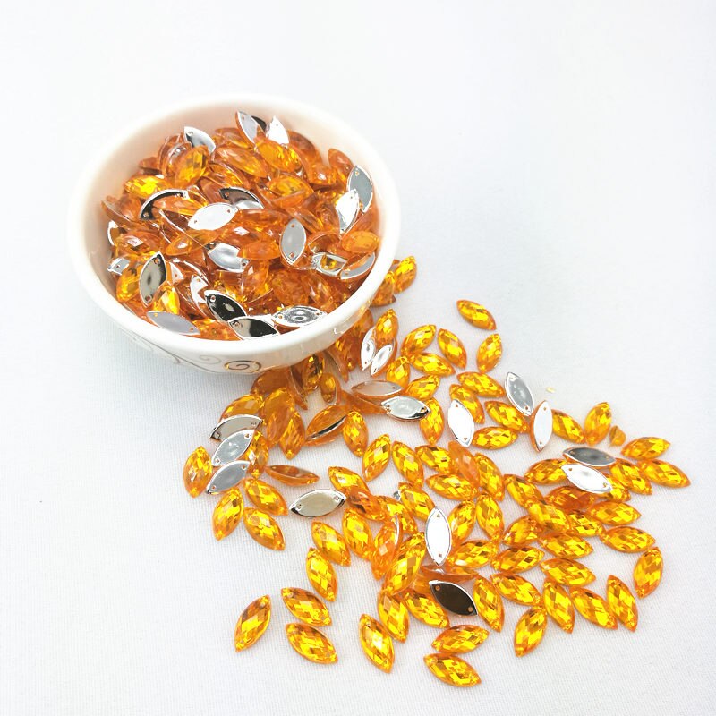 7*15mm Naaien Crystal AB Plaksteen Naai Kristallen Stenen Paard Oog Acryl Strass Voor DIY Kleding ambachten 50 st: Orange