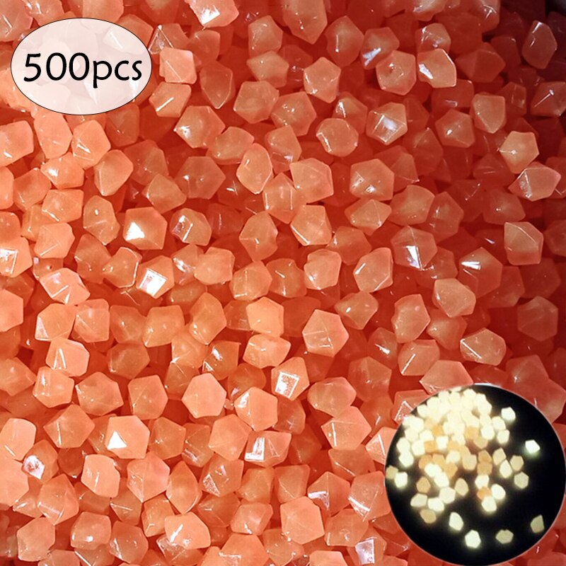 200/300/500Pcs Decorative Pebbles Garden Decor Outdoor Luminous Pebbles Garden Lawn Yard Walkway Stones Glow In The Dark Pebbles: Orange 500pcs