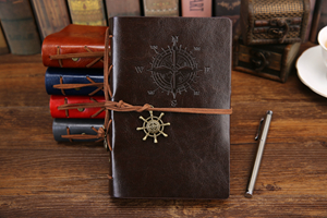 Vintage Piraat Dagboek Notebook Agenda Met Faux Leather Cover Loose Leaf Note Book voor School Briefpapier of Reiziger: Coffee / Small 105x145mm