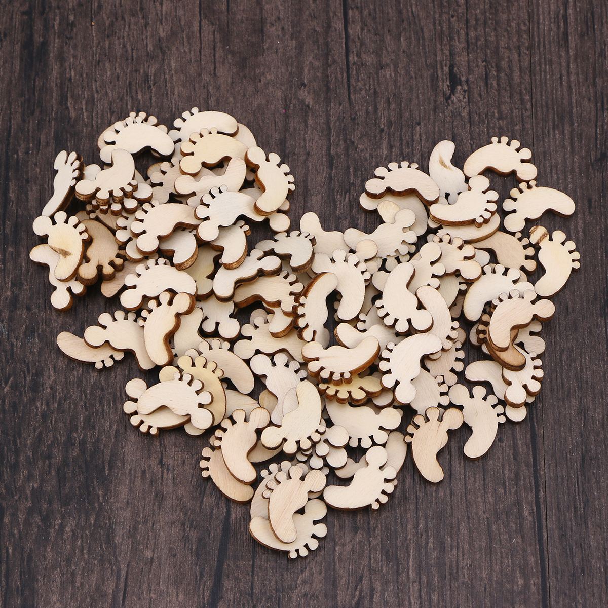 100 stücke Cartoon Fuß Form Holz Stück Ausschnitte Handwerk Verzierungen Holz Ornament Manuelle Zubehör für DIY Kunst